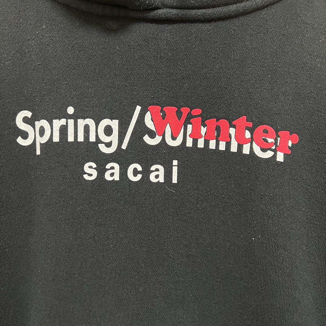 sacai サカイ パーカー フーディ ブラック サイドファスナー