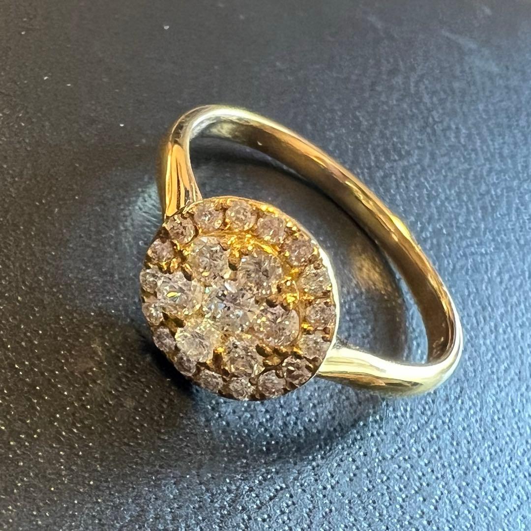 K18 天然ダイヤモンドリング 0.40ct 鑑定カード付き
