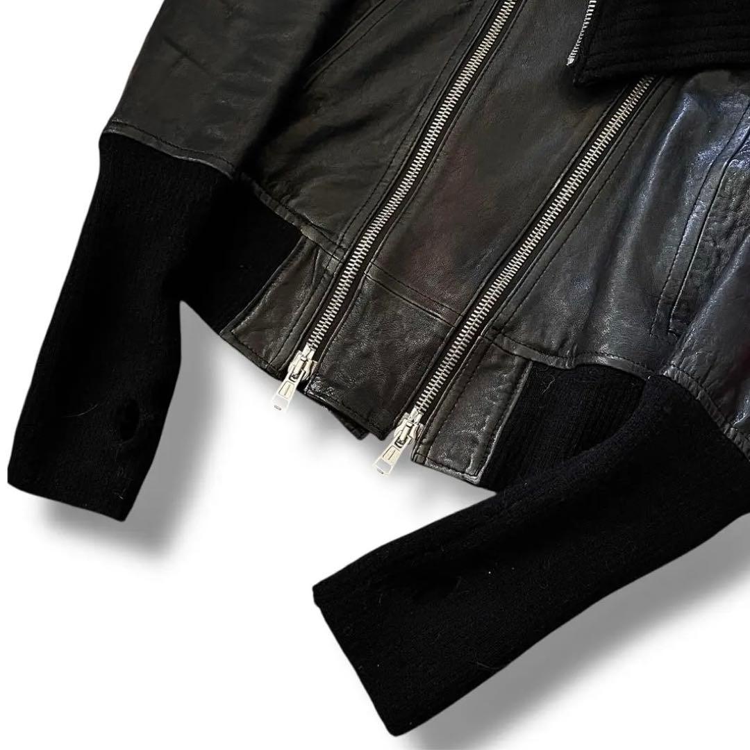 ジャケット・アウター 00s DEFORMATION GIMMICK LEATHER JACKET