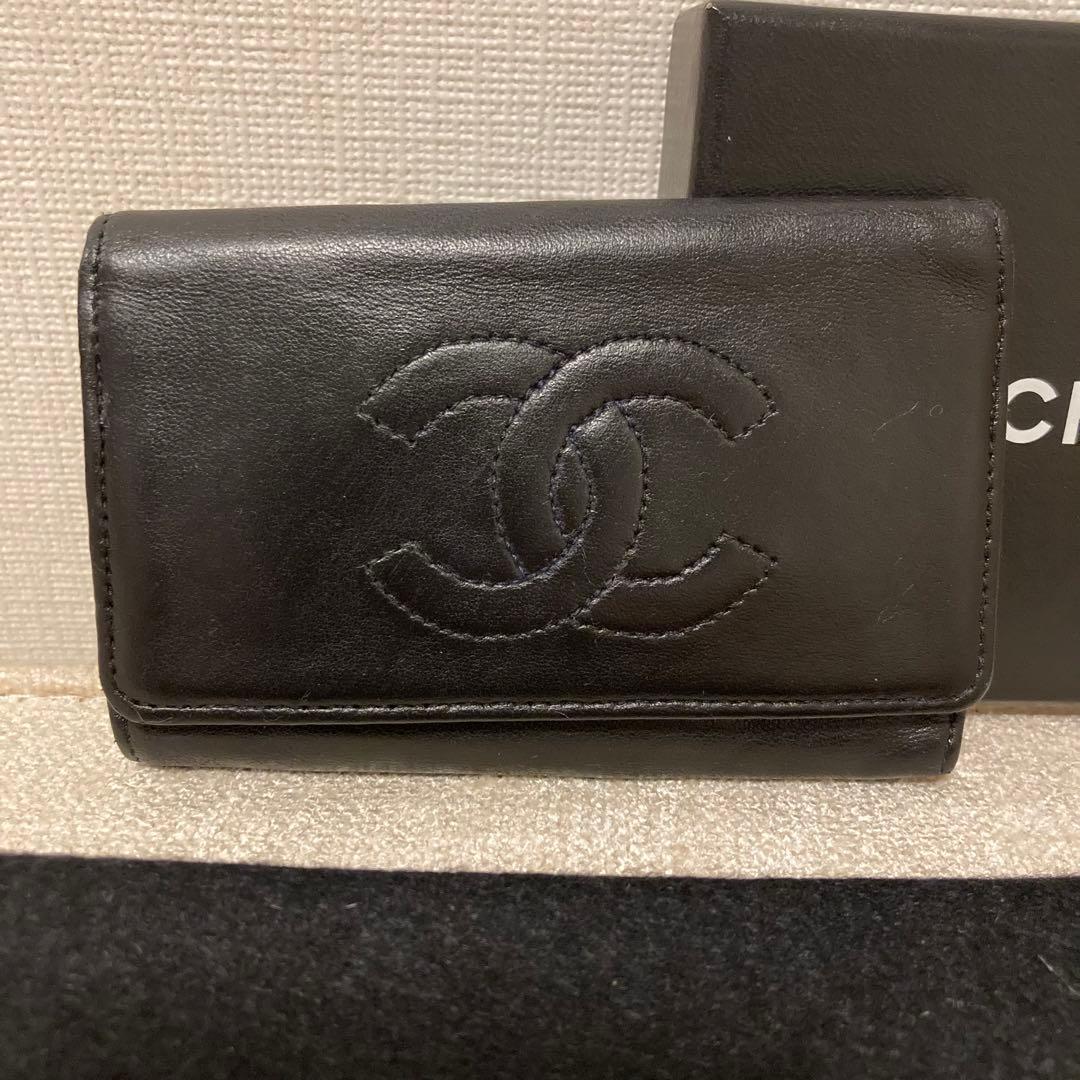 CHANEL ココマーク　キーケース 6連　黒 ラムスキン