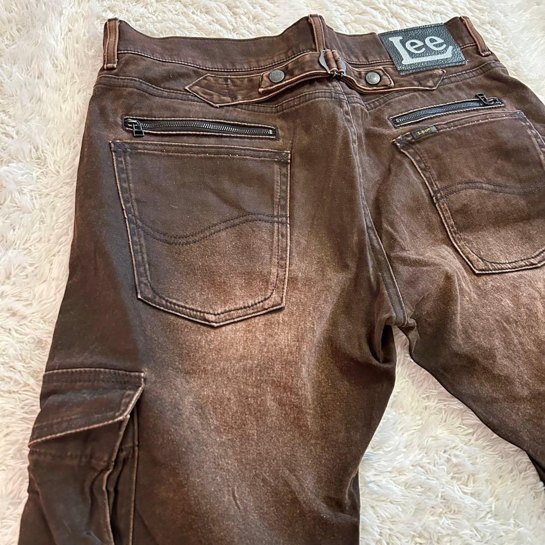 美品⭐︎Lee デニム　カーゴ パンツ　フェイド加工y2k ヒゲ ブラウン　34