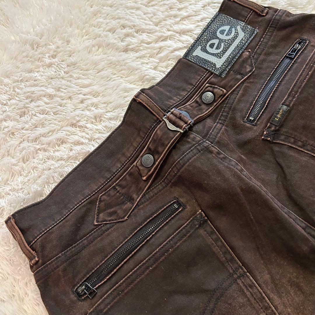 美品⭐︎Lee デニム　カーゴ パンツ　フェイド加工y2k ヒゲ ブラウン　34