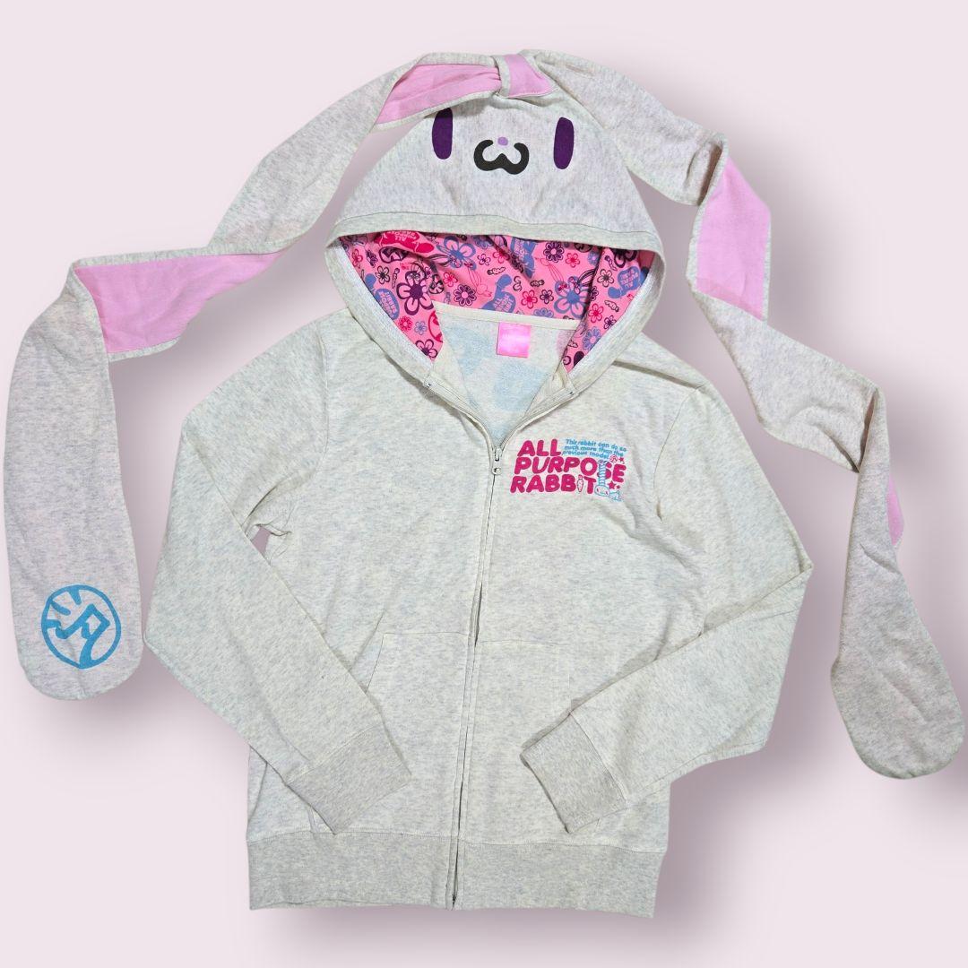 汎用 うさぎ HANYO USAGI ウサギ耳 パーカー グレー Mサイズ