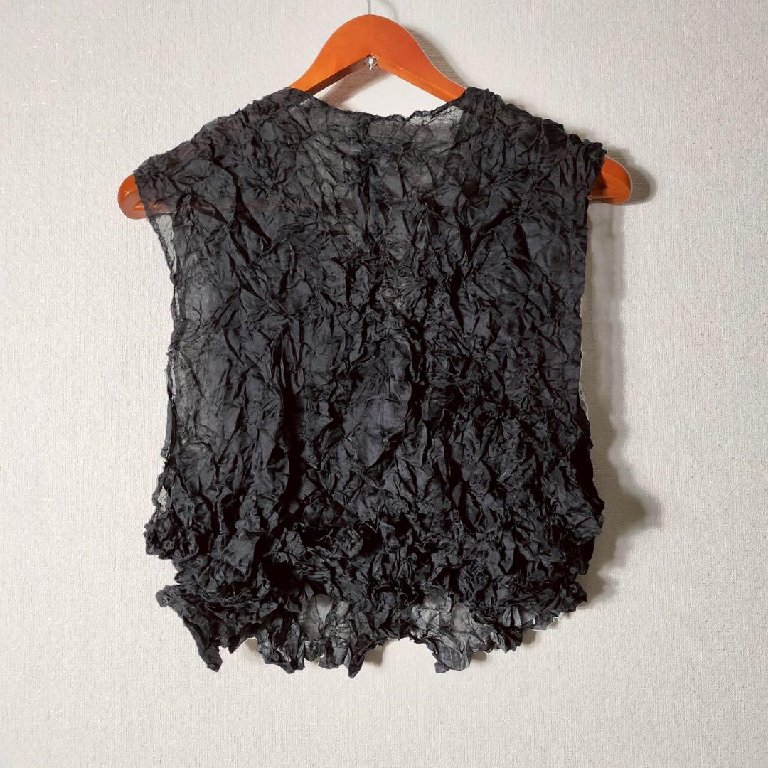イッセイミヤケISSEY MIYAKE シワ加工ベスト ポップコーン ストライプ
