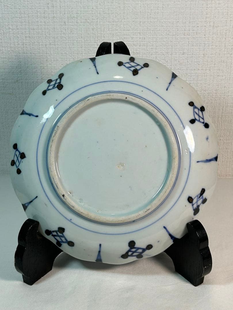 伊万里染付　異人遠眼鏡図　江戸時代後期5寸皿