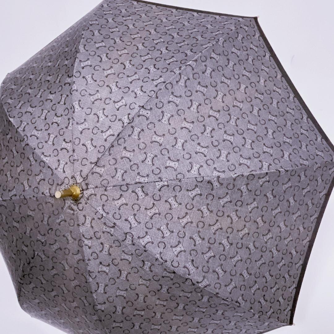 【美品】CELINE セリーヌ 折りたたみ傘 マカダム トリオンフ 総柄 金