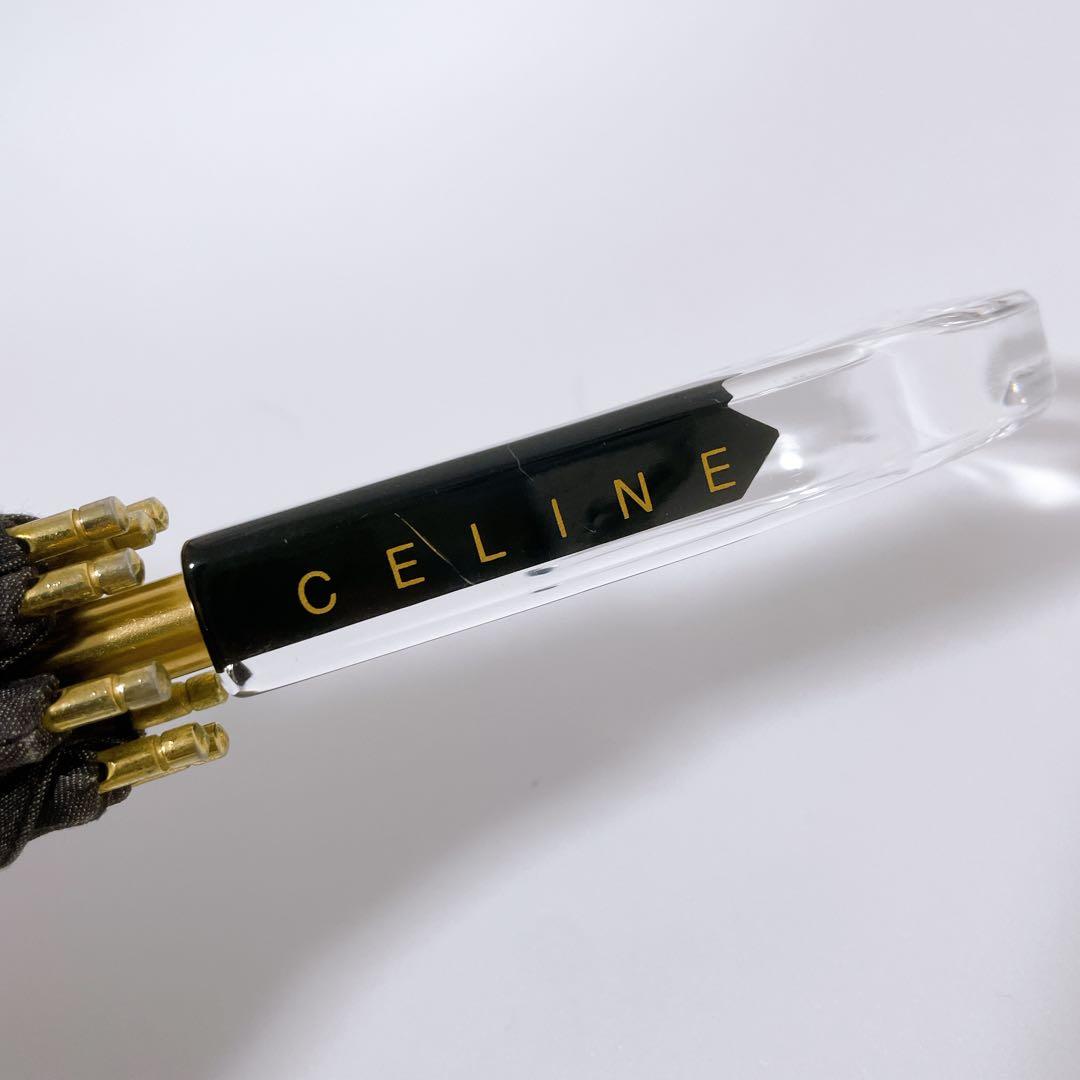 【美品】CELINE セリーヌ 折りたたみ傘 マカダム トリオンフ 総柄 金