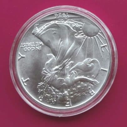 J*l様 1986年（発行初年）イーグル銀貨1オンスカプセルケース入