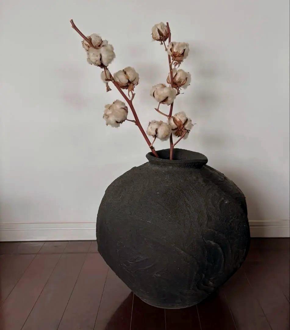 大壺　高さ37cm 陶器　時代物　黒　花器(検) 二階堂明弘　内田鋼一　濱名一憲