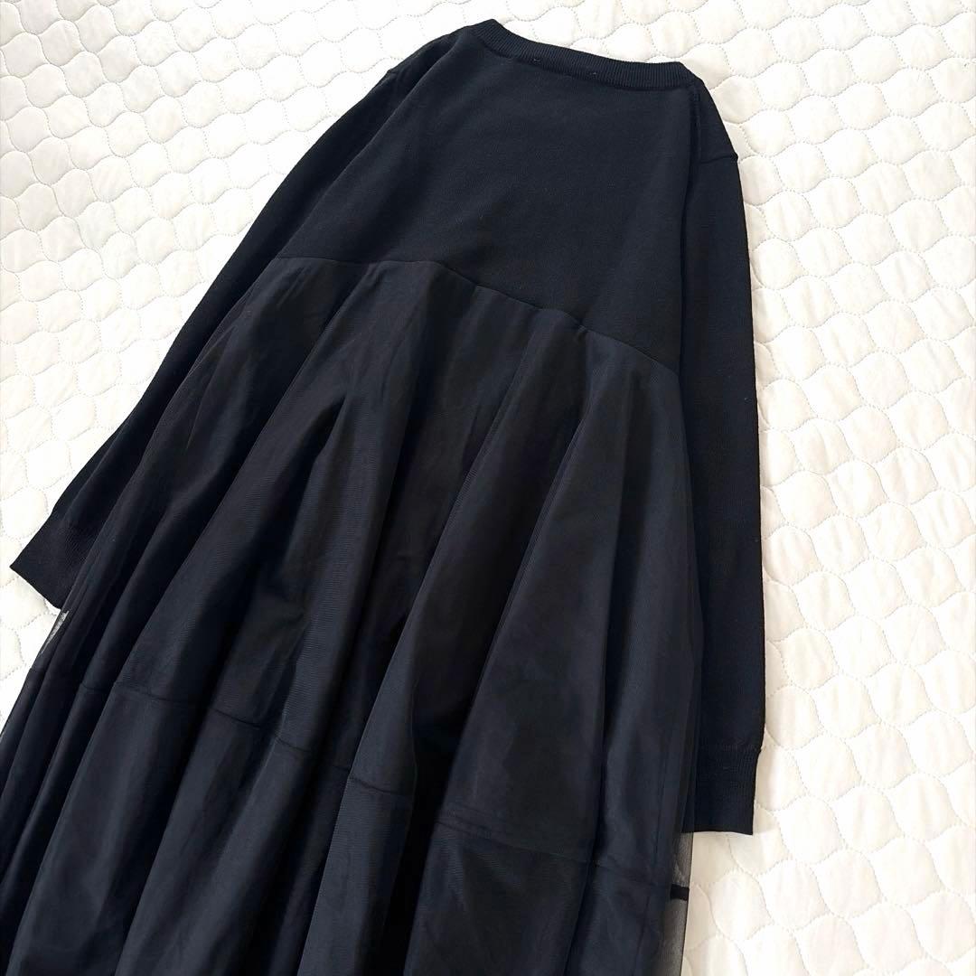 【美品】定価3.3万✴︎BEARDSLEY ニットチュールマルワンピース　ブラック