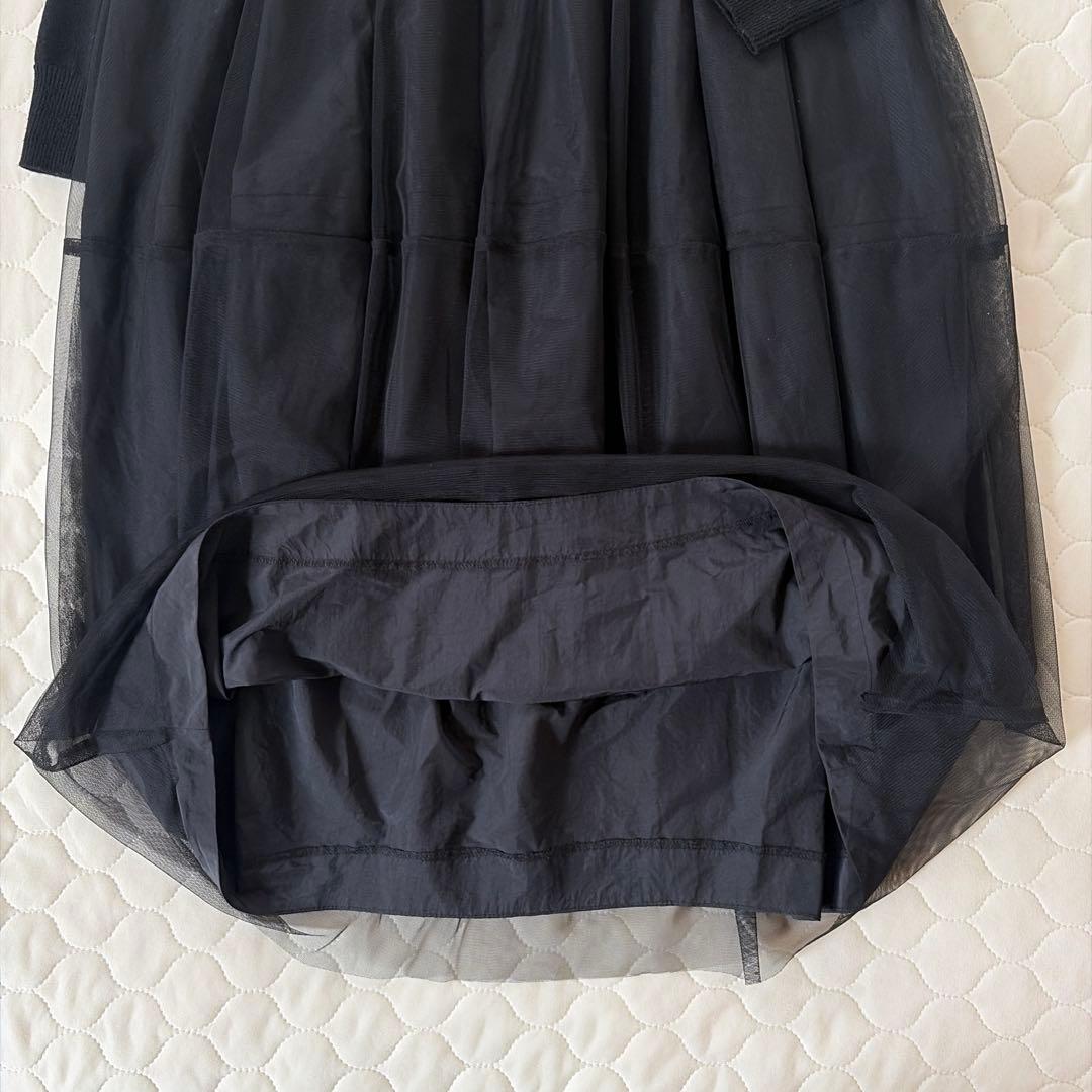 【美品】定価3.3万✴︎BEARDSLEY ニットチュールマルワンピース　ブラック