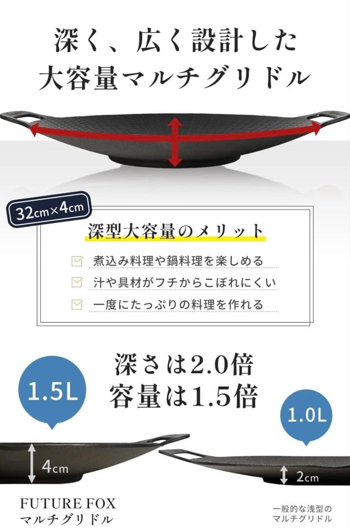 FUTURE FOXマルチグリドル 32cm 4点セット 深型