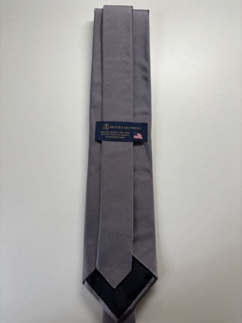 Brooks Brothers ネクタイ シルバーグレー ソリッド 無地 シルク
