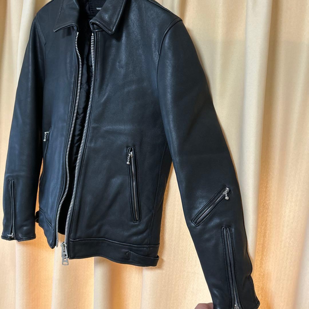極美品 Mナノユニバース 羊革 ライダース ジャケット 黒