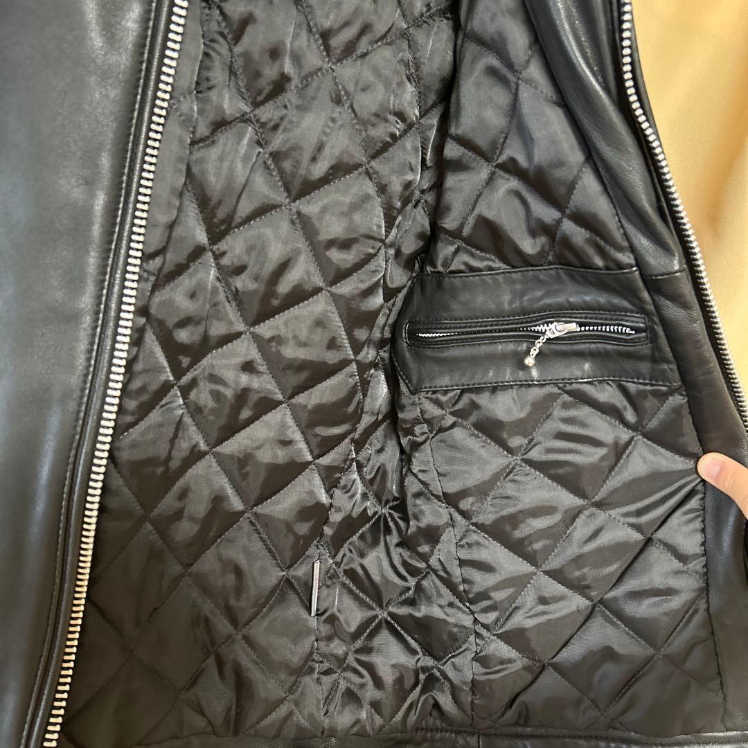 極美品 Mナノユニバース 羊革 ライダース ジャケット 黒