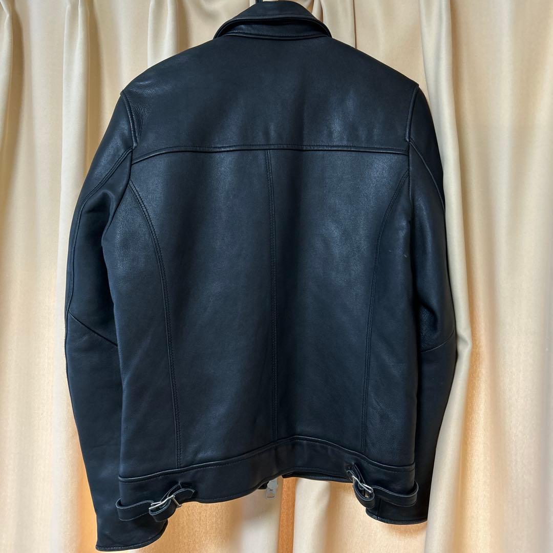 極美品 Mナノユニバース 羊革 ライダース ジャケット 黒