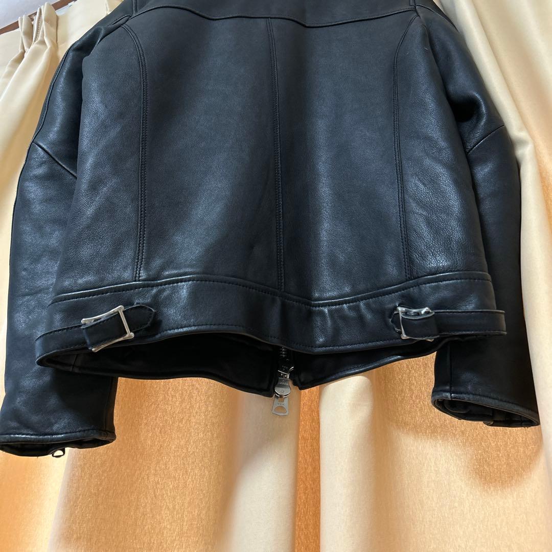 極美品 Mナノユニバース 羊革 ライダース ジャケット 黒