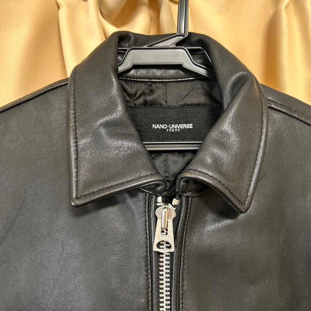 極美品 Mナノユニバース 羊革 ライダース ジャケット 黒