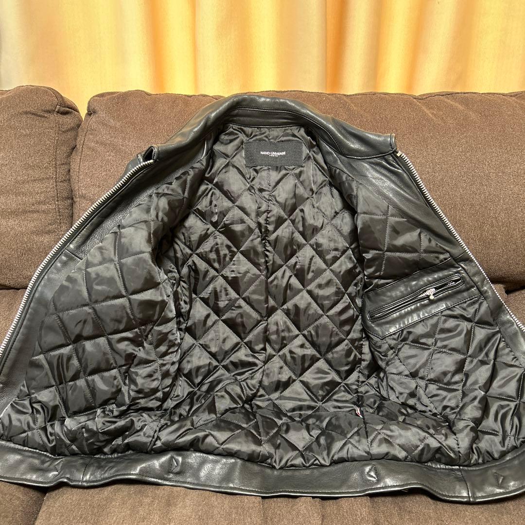 極美品 Mナノユニバース 羊革 ライダース ジャケット 黒