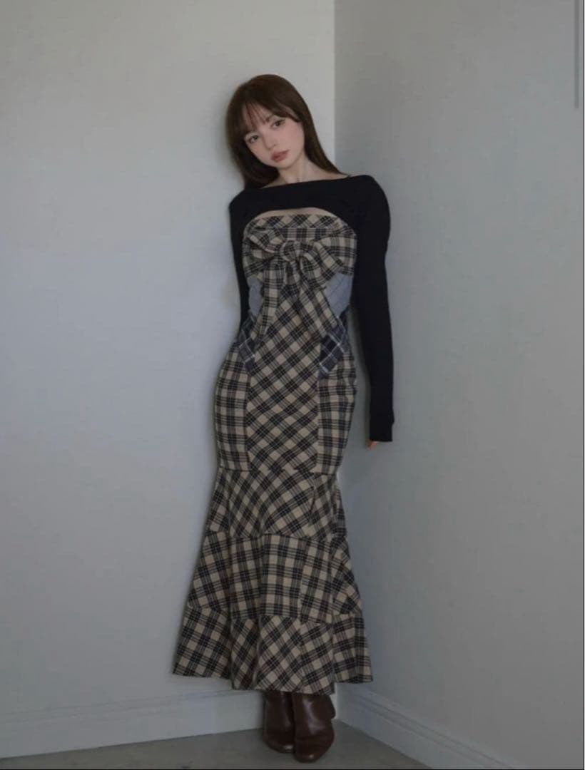 andmary juni check dress beige Mサイズ