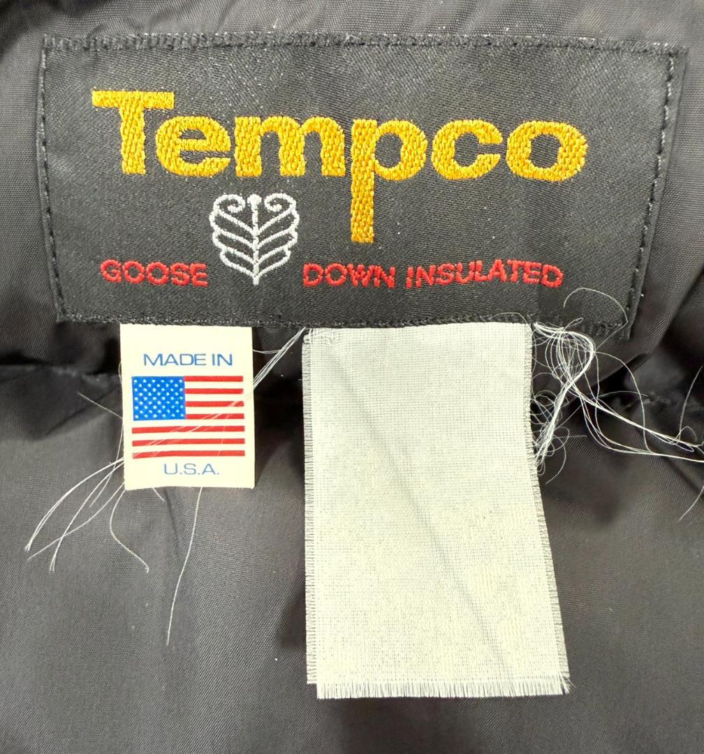 【USA製】Tempco/80s/ダウンベスト/ブラック/黒/XL相当/茶タグ