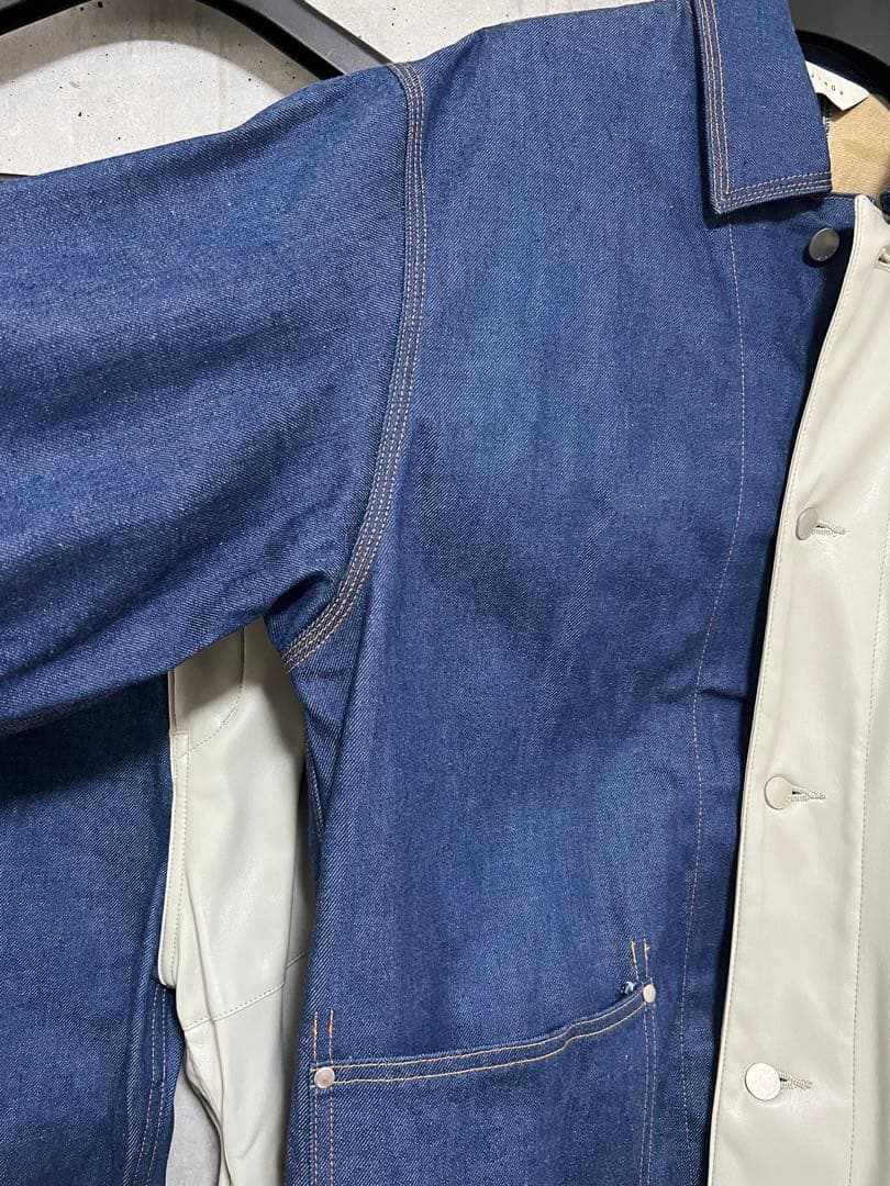 Jieda SWITCHING COVERALLS デニム/ホワイト