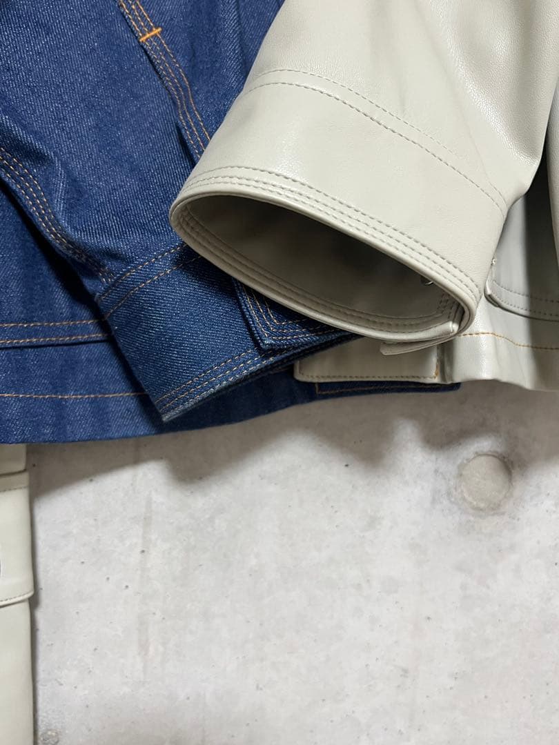 Jieda SWITCHING COVERALLS デニム/ホワイト