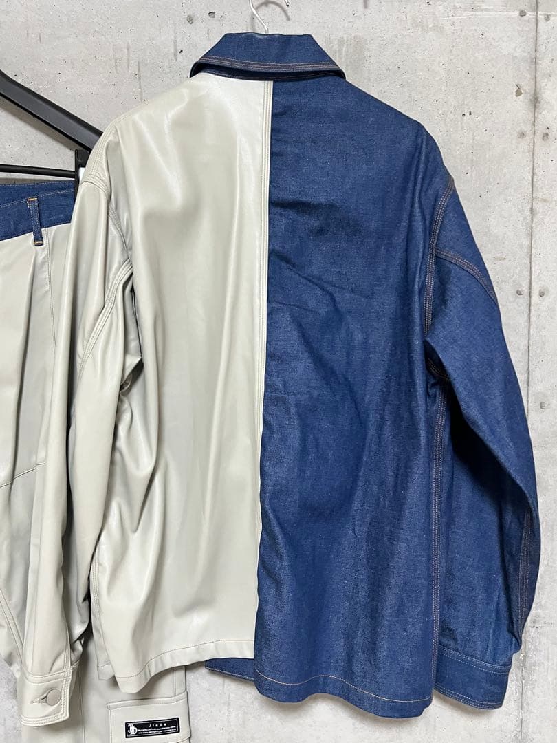 Jieda SWITCHING COVERALLS デニム/ホワイト
