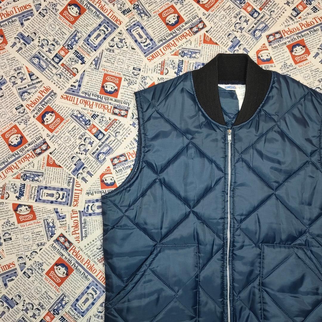 激レア 70s BIG SMITH 三角タグ キルティングベスト ネイビー M