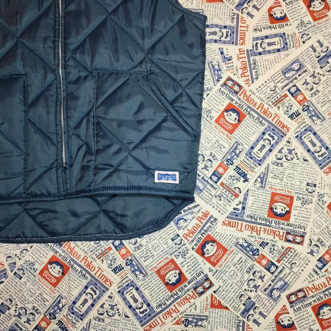 激レア 70s BIG SMITH 三角タグ キルティングベスト ネイビー M