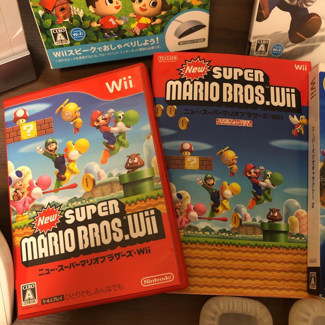 Wii本体,付属品,カセット6本(どうぶつの森,マリオカート,マリオブラザーズ)