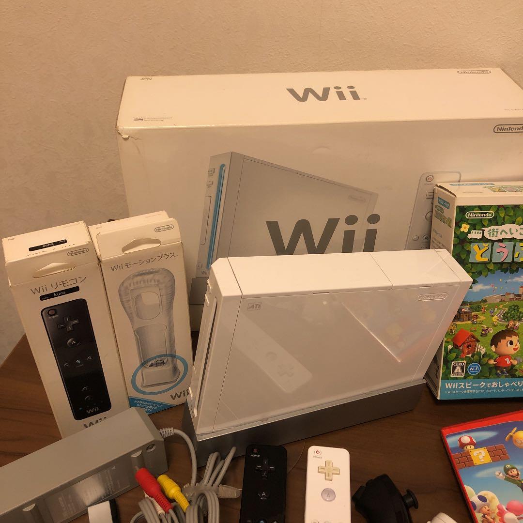 Wii本体,付属品,カセット6本(どうぶつの森,マリオカート,マリオブラザーズ)
