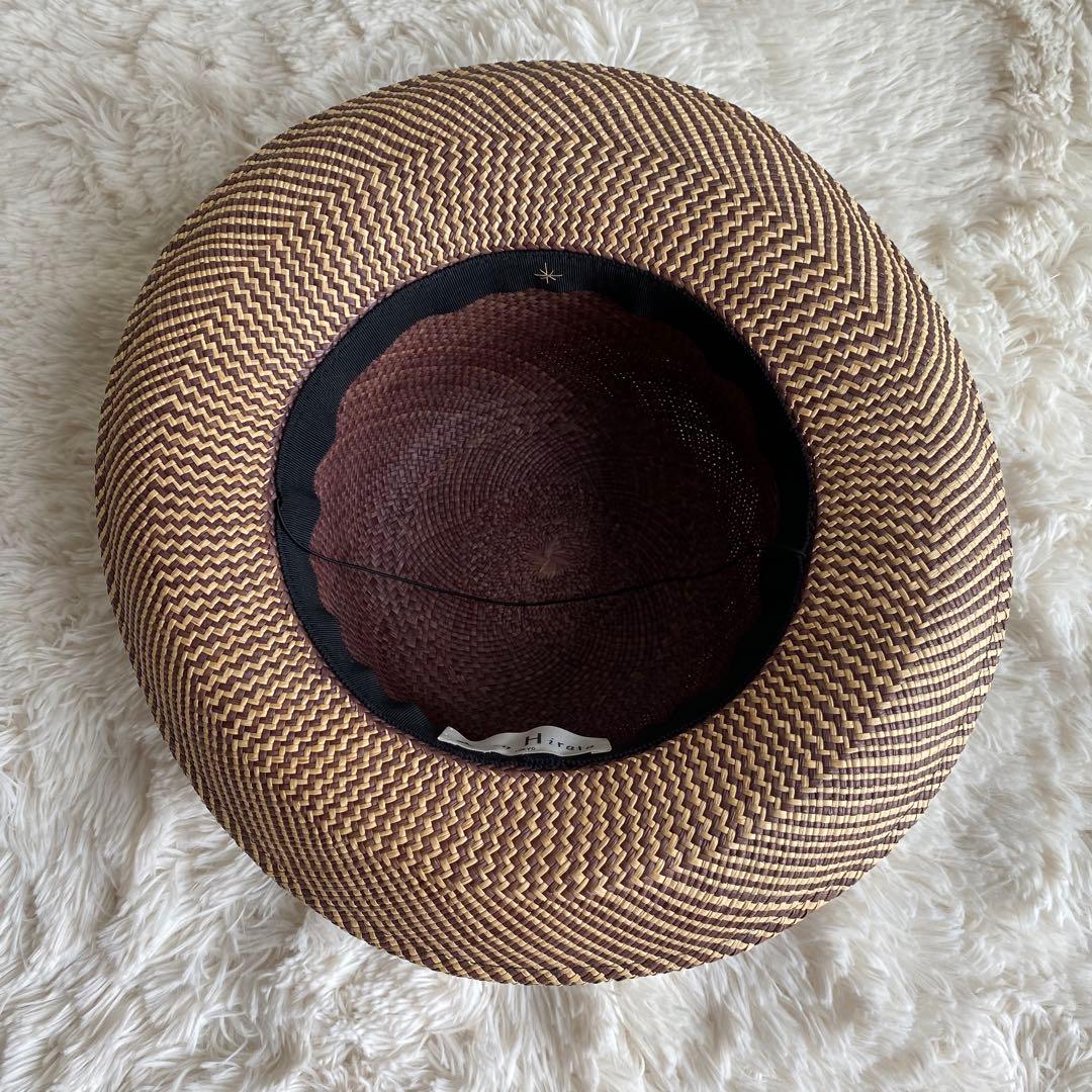 【美品】皇室御用達 Akio Hirata ハンドメイド ストローハット 帽子