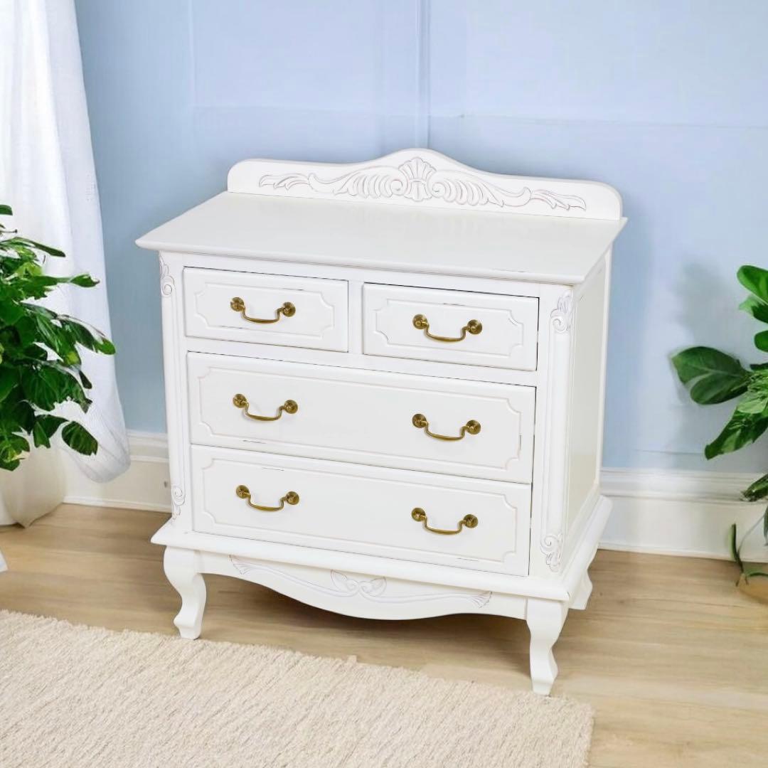 D 新品 チェスト 75cm 白 タンス 衣類収納 リビング収納 ホワイト