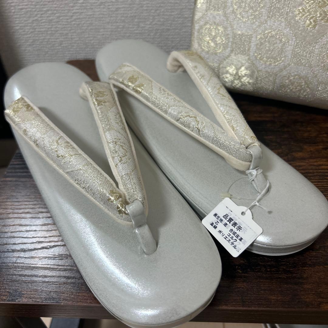 【新品未使用】草履バッグのセット　和装　シルバー系