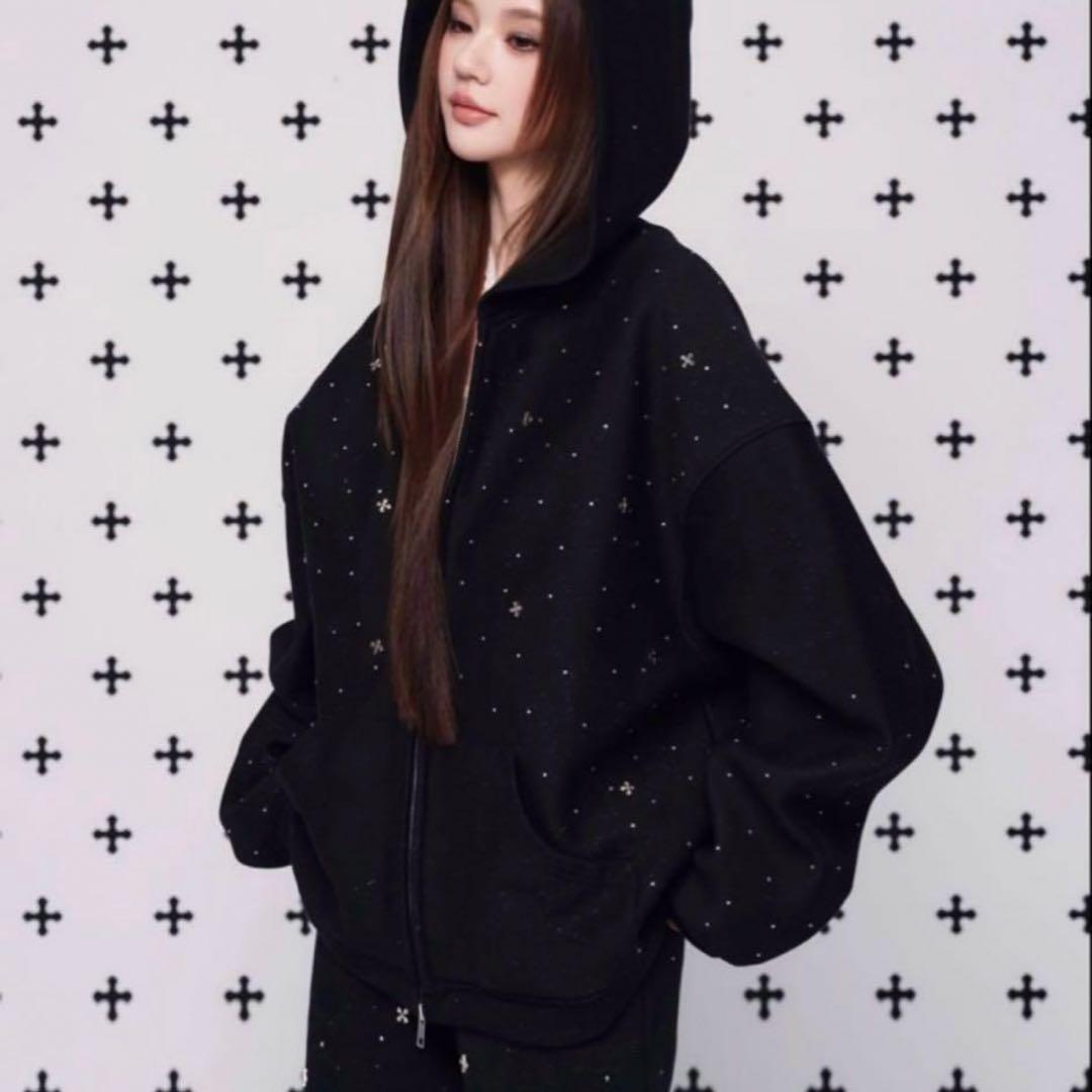 トップス ANDWANG Kirakira jewel zip up M