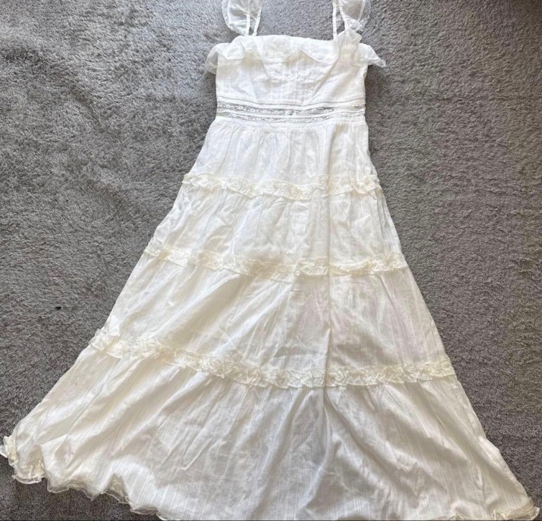 リリーブラウン LILY BROWN ティアードフリルキャミワンピース白1 新品