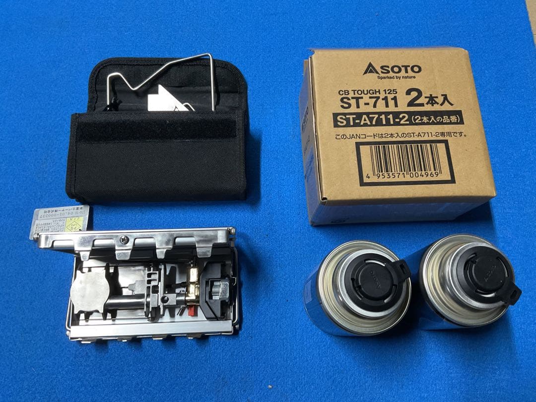 SOTO・GZストーブ動作良好美品&新品チタン防風板と五徳新品ST-711２本付
