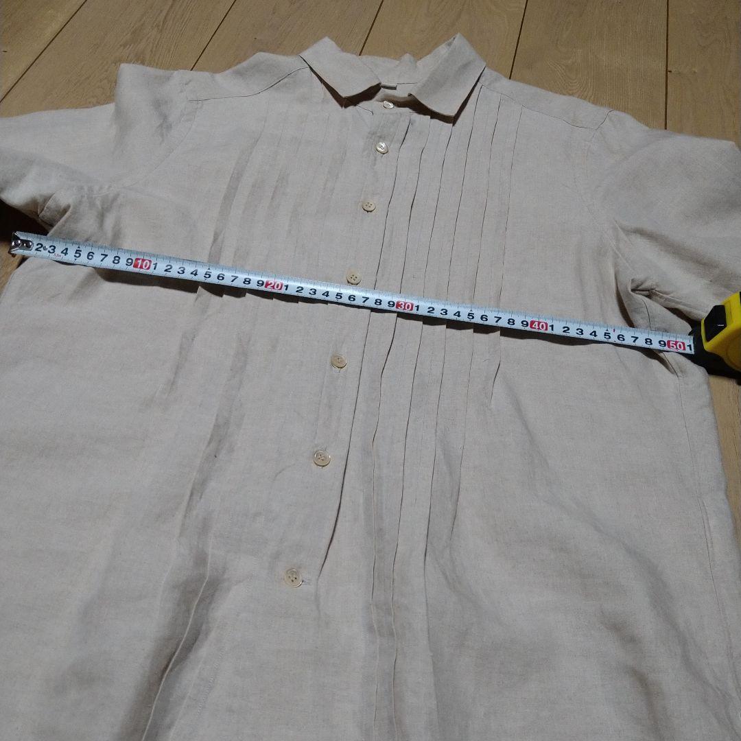 45r　ピンタックリネン長袖シャツ