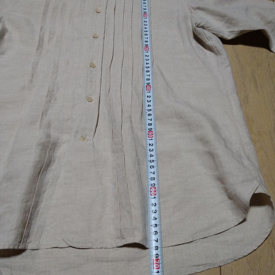 45r　ピンタックリネン長袖シャツ