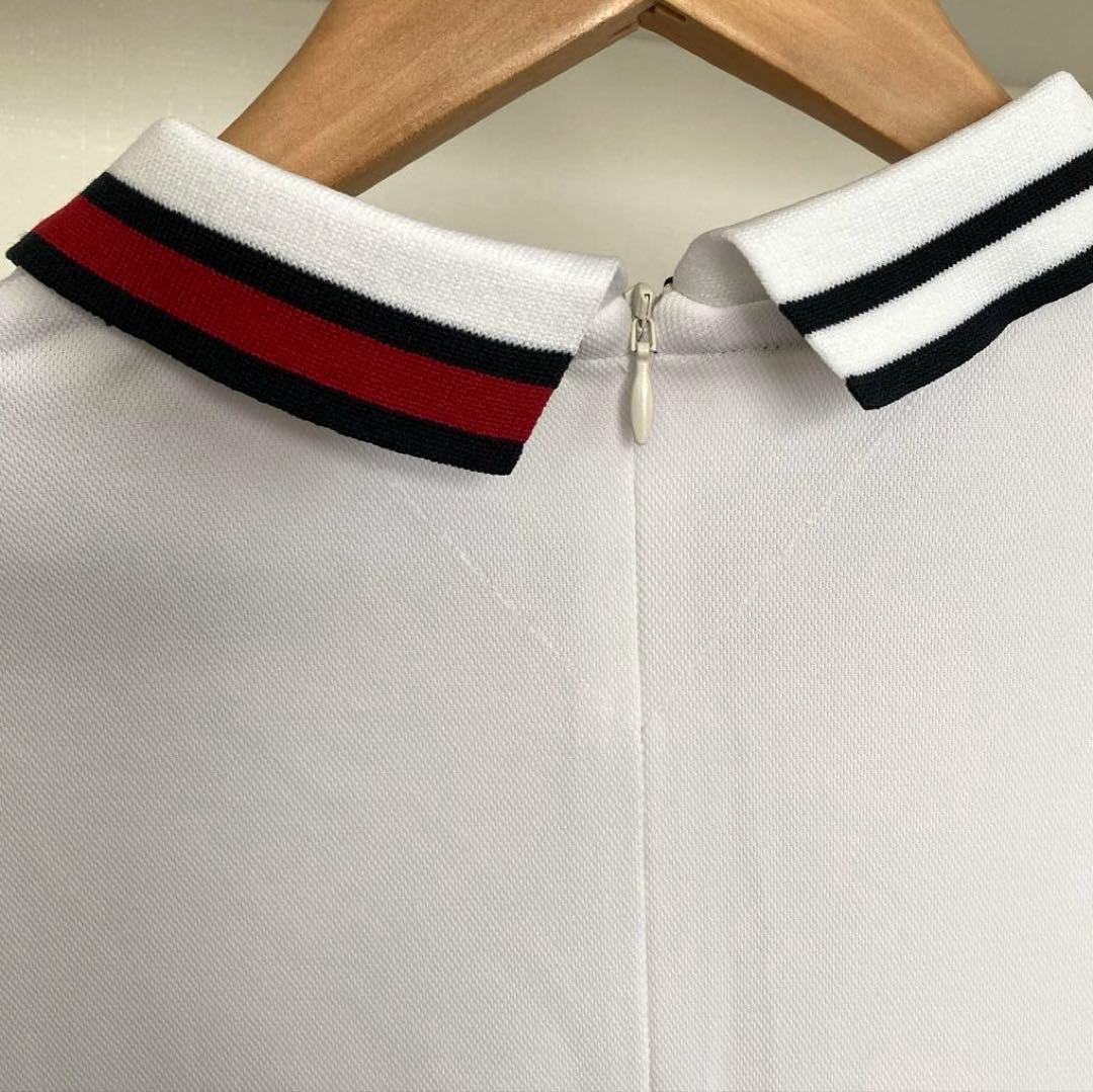 【新品】 長袖ポロシャツ バックファスナーM ホワイト