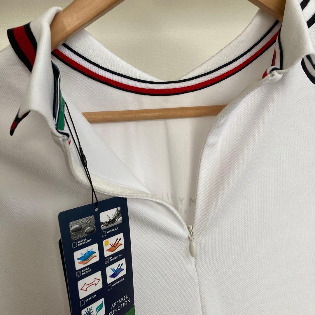 【新品】 長袖ポロシャツ バックファスナーM ホワイト