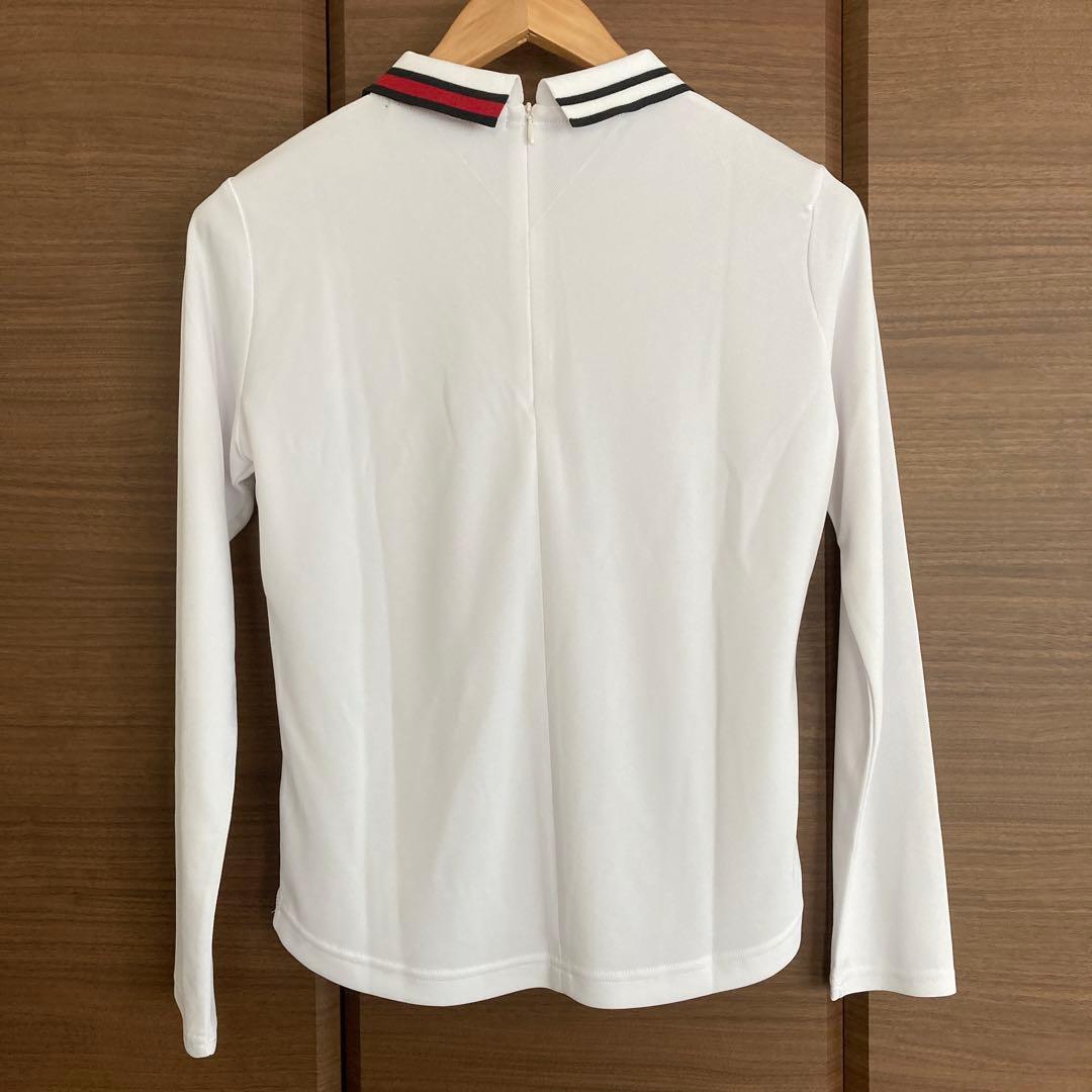 【新品】 長袖ポロシャツ バックファスナーM ホワイト