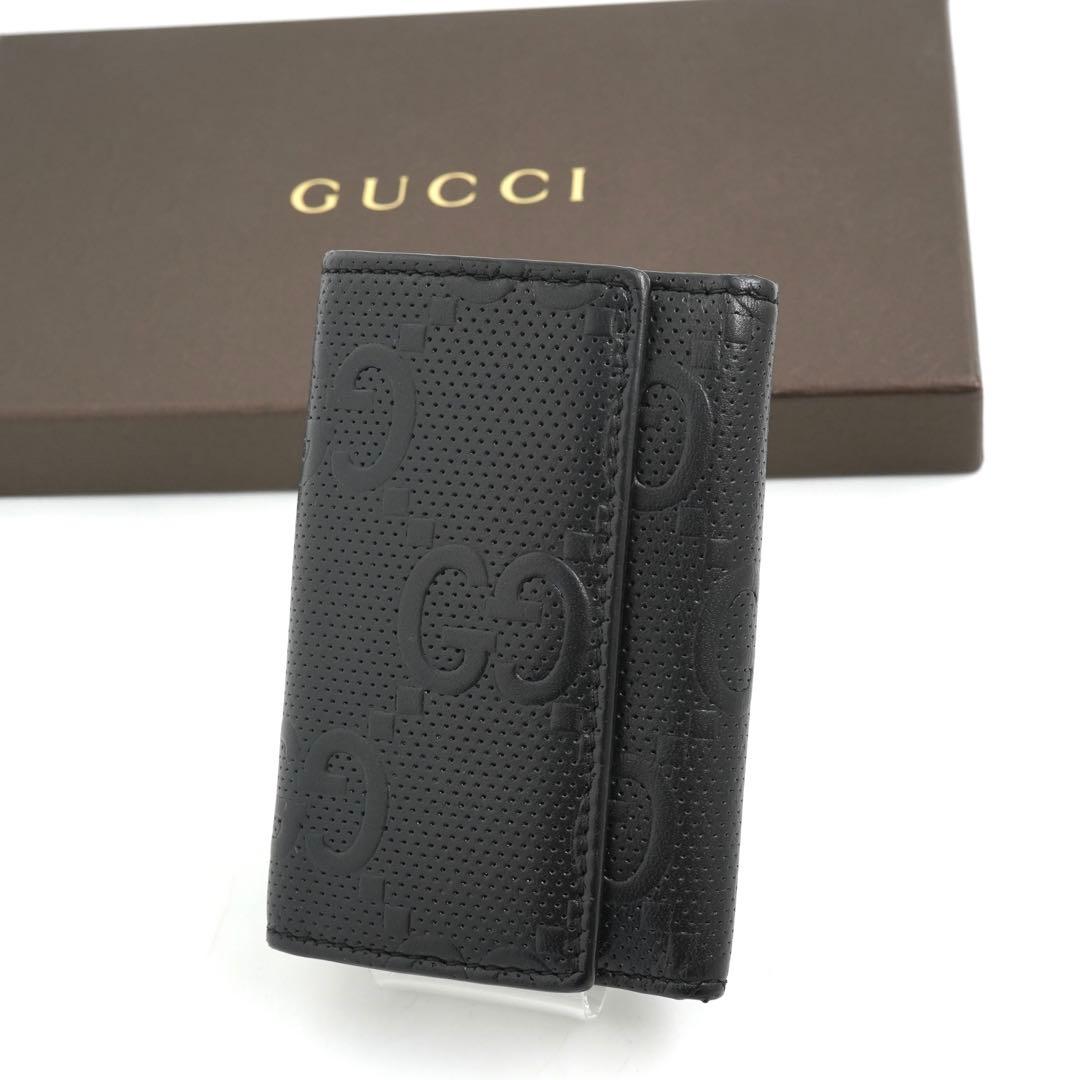 ✨未使用に近い✨　GUCCI キーケース　キーリング　GGライン 6連　黒色