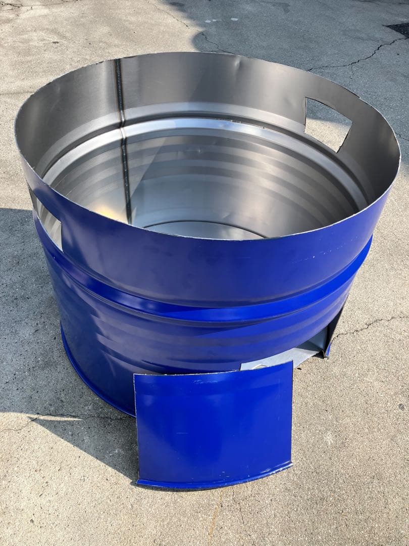 半切りドラム缶 焼却炉 100L【灰色】廃材燃やし 農作業 焚き火 ゴミ処分