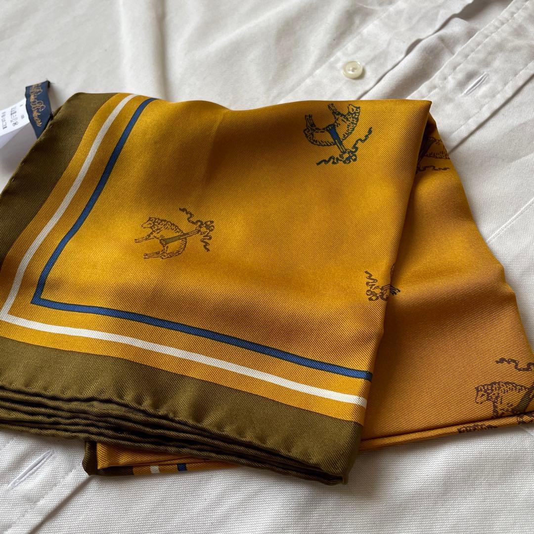 新品未使用　Brooks Brothers シルクスカーフ マスタード