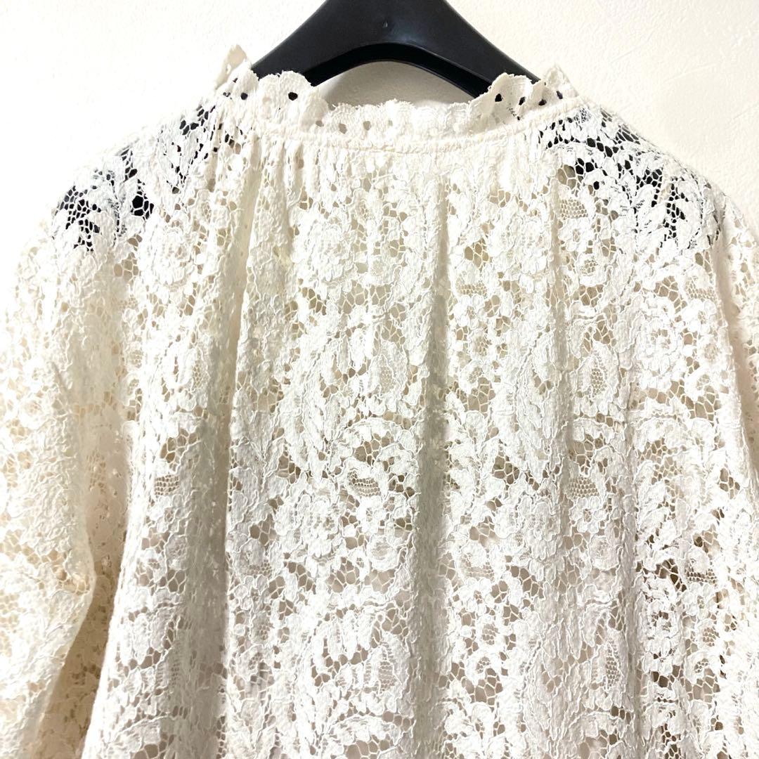 未使用級✨スローブイエナ フラワー刺繍 総レース 白 ロング フレア ワンピース
