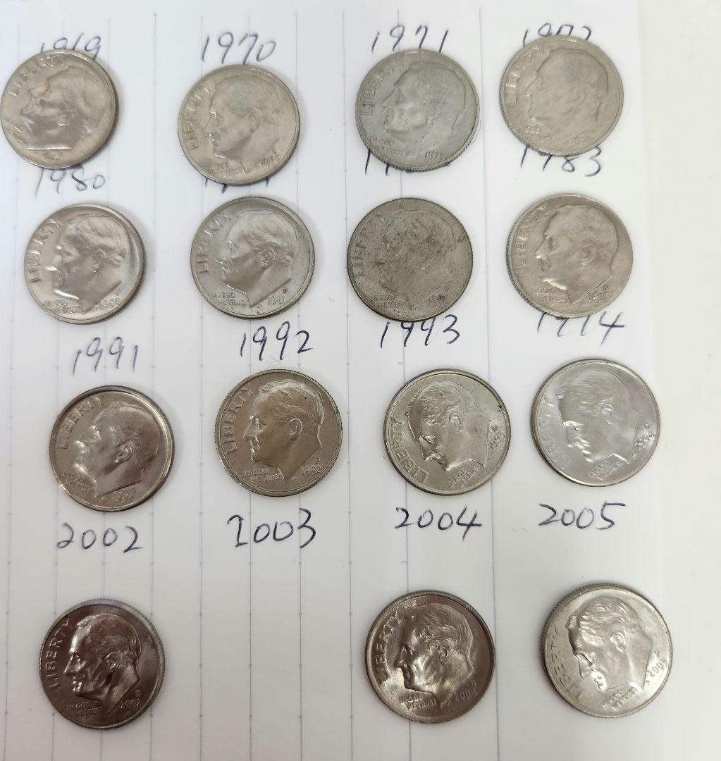 ケネディハーフダラー 1962-2005年アメリカ　ダイム銀貨