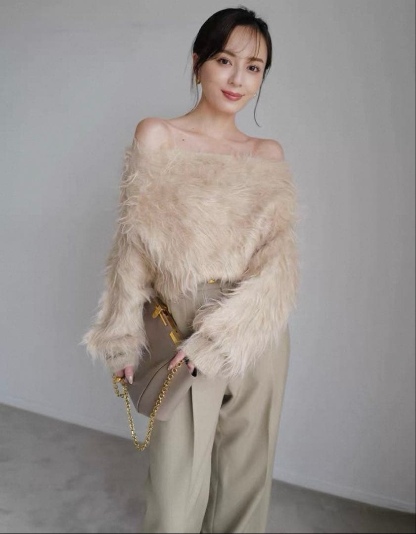 anauans オフショルレイヤードニットワンピース （BEIGE）
