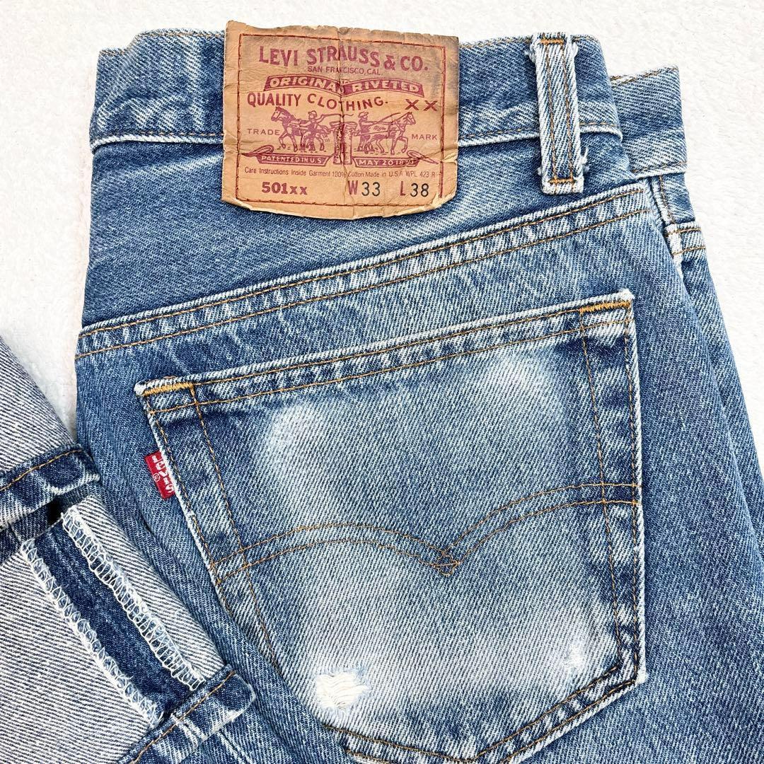 90s Levi's 501xx ヒゲ ハチノスW33 USA製 赤文字